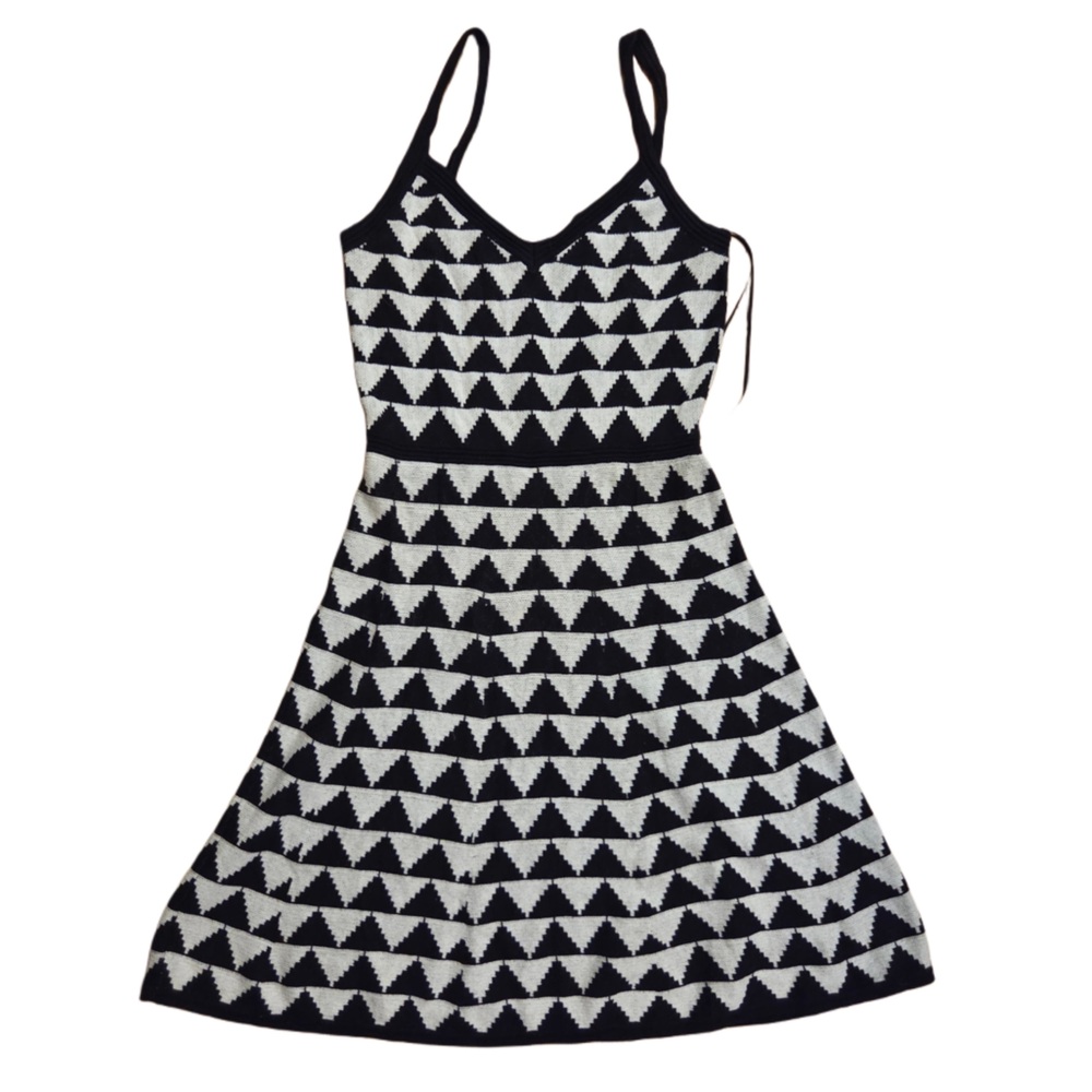 Trina Turk Black White Strappy Flattering Tank Knit Dress Cotton Knitted Dress